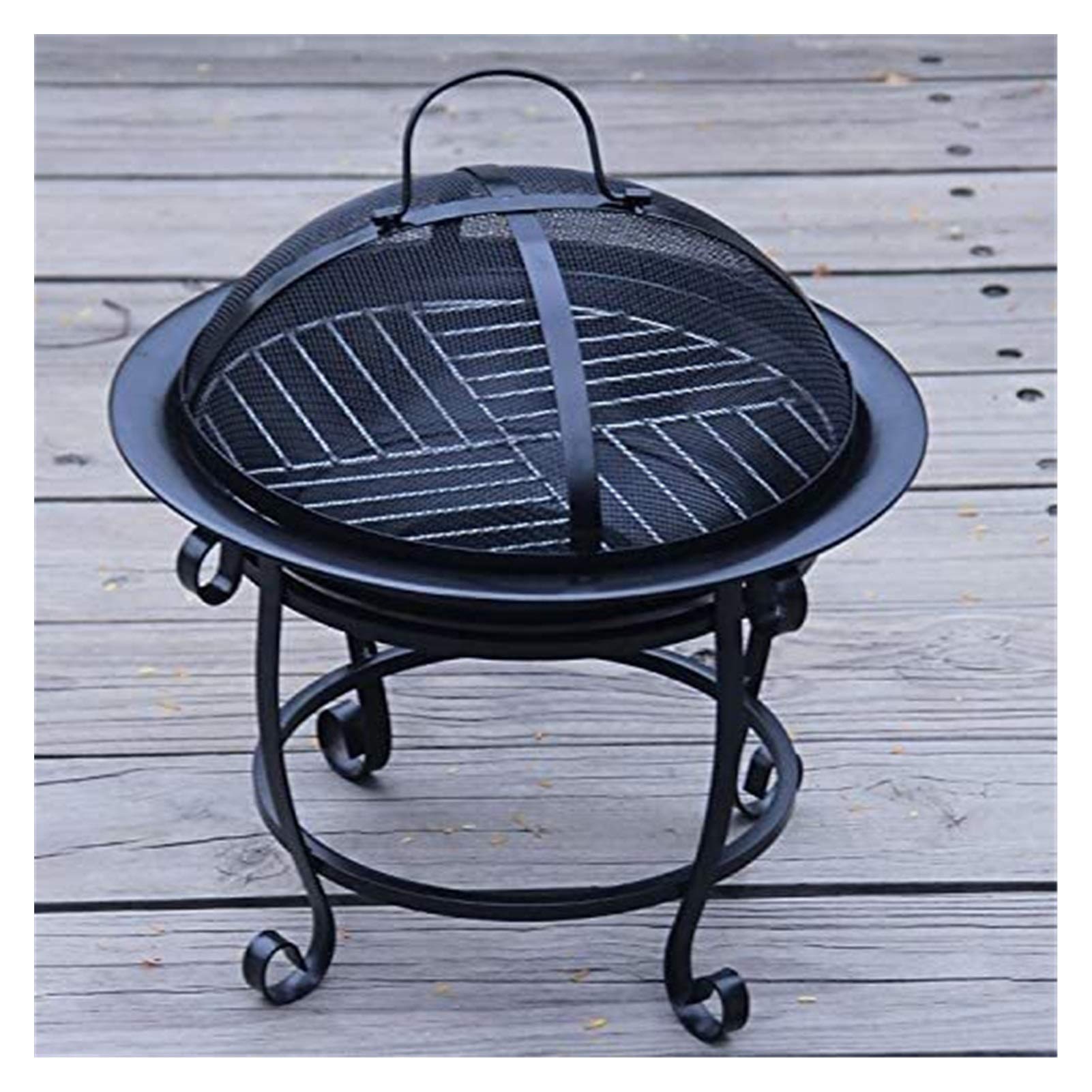Fire Pits Outdoor Wood Burning Outdoor Fire Pit with Mesh Screen & Poker Portable Wood Burning Firepit Bowl for Outside/Patio/Backyard with Cover BBQ Cooking for Outside Camping Backyar
