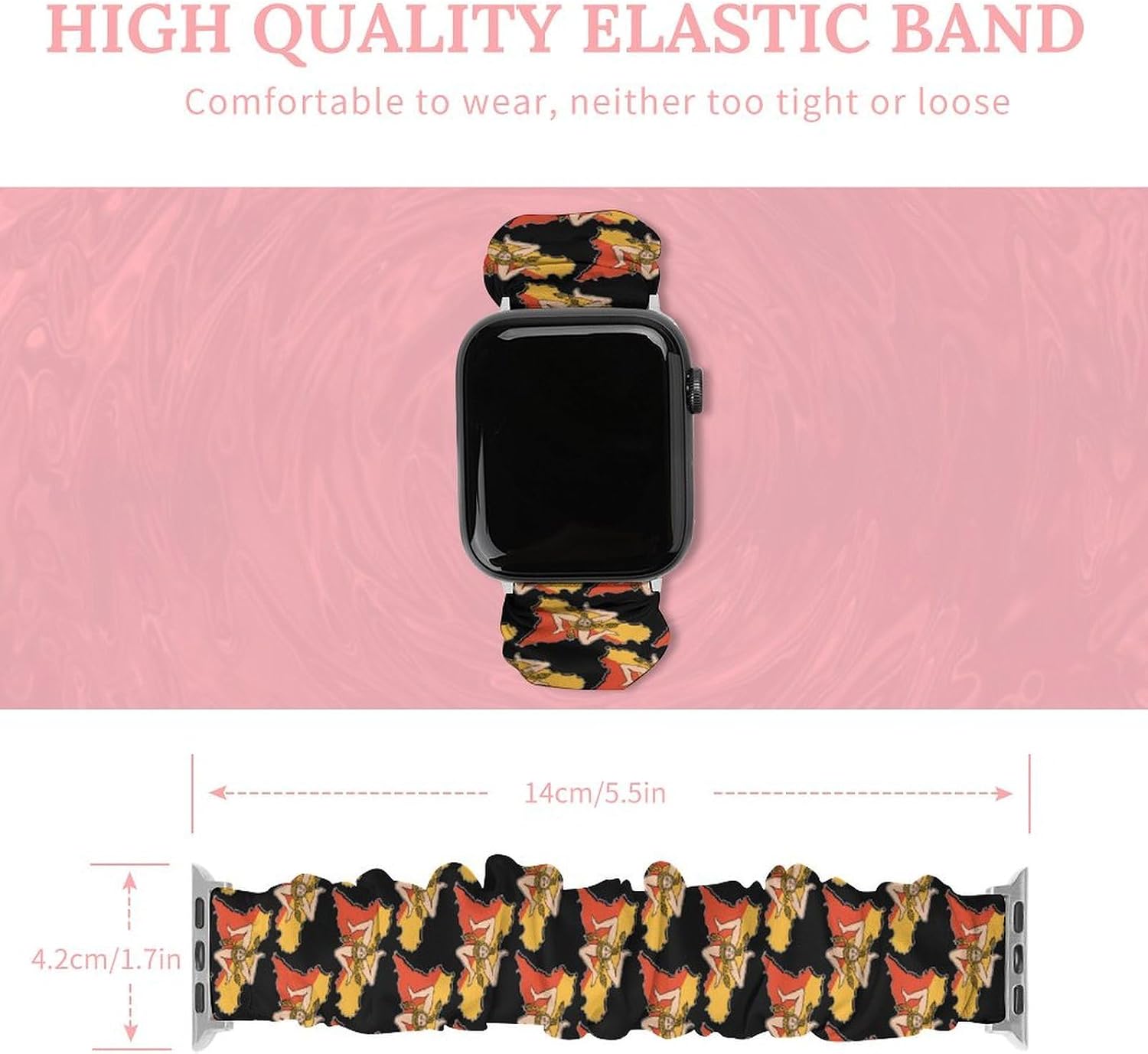 Flag of Sicilian Novelty Stretch Bands Compatible with IWatch Replacement Smart Watch Strap image 2