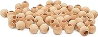 Vista 19 de Perlas de madera grandes para manualidades - Paquete de 12 perlas de 32 mm con agujero de 1-1/4 x 3/8 pulgadas, perlas de madera grandes