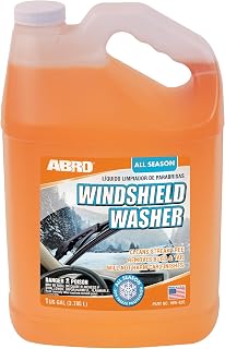 ABRO 1 Gallon All-Season Windshield Washer Fluid - Streak-Free, Bug & Tar Remover, Anti-Freeze to -25°F for Cars & EVs