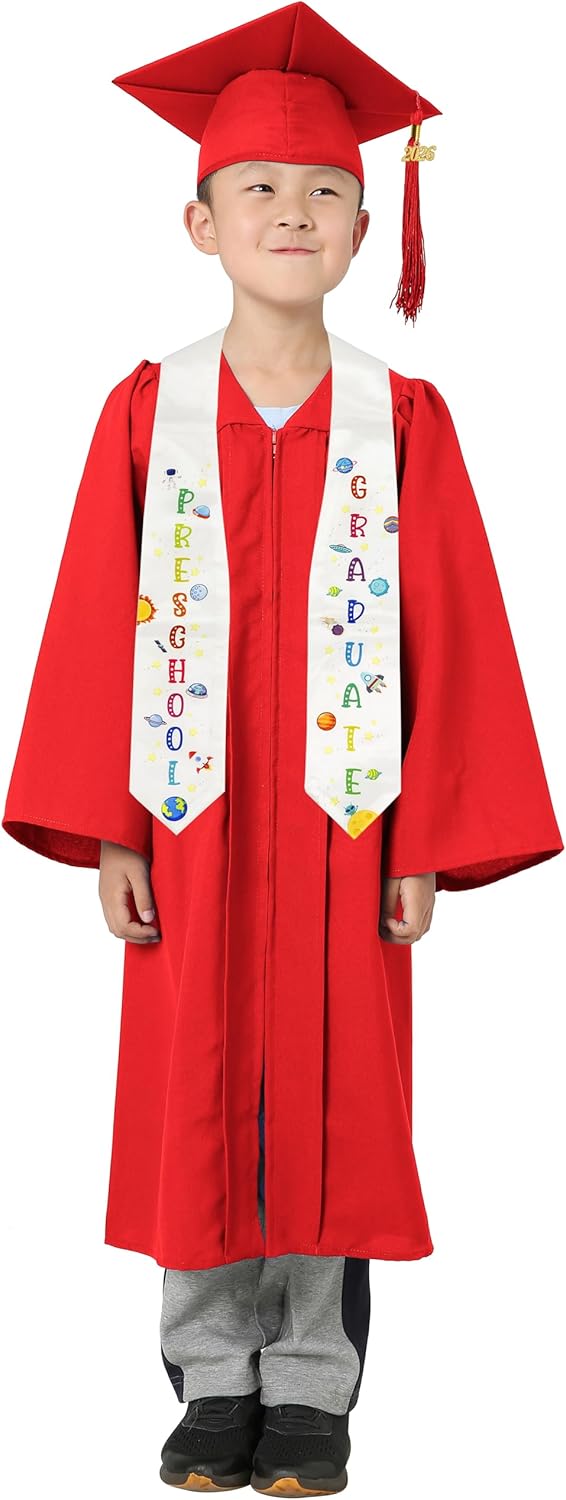 GraduatePro Preschool Graduation Cap Gown Class of 2026 Stole Certificate Package Tassel Set Grad Gift for Kids