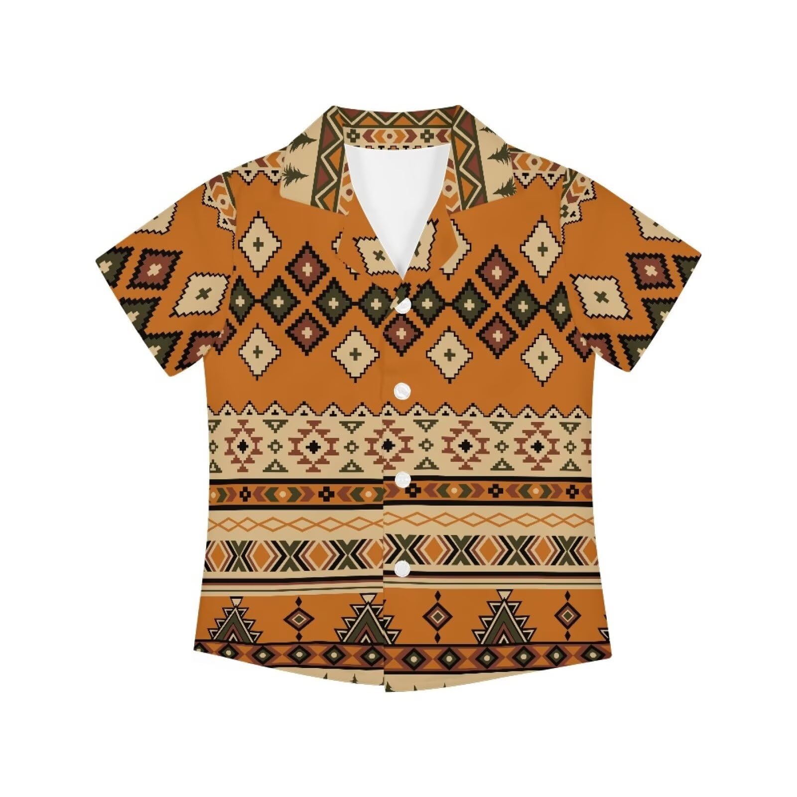 Allinterest Kids African Dashiki Dress Shirts for Boys Tribal Ethnic Print Short Sleeve Button Down Casual Summer Hawaiian Shirt