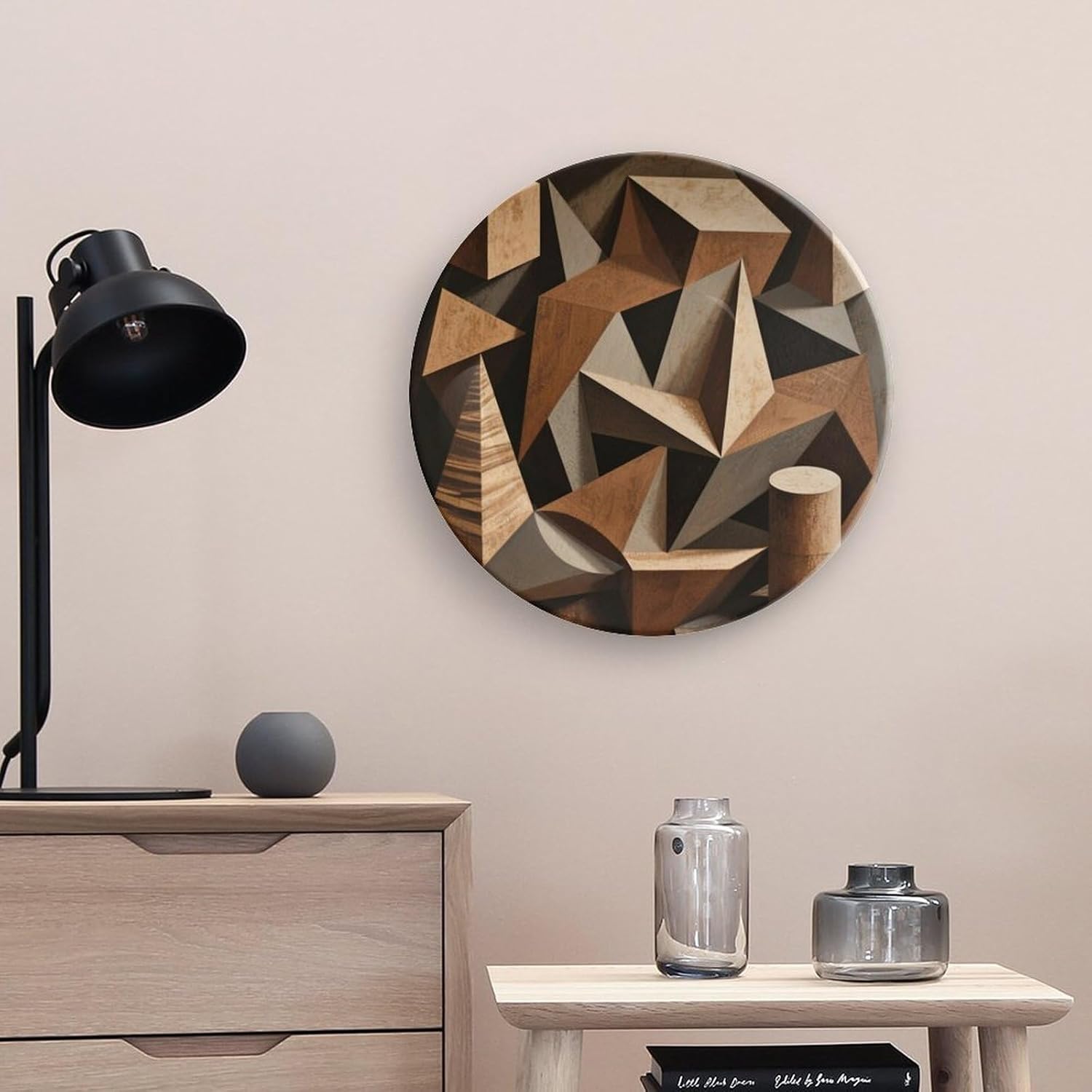 Bone China Decorative Plates Geometry Ceramic Decorative Plate Wall Decor with Display Stand Ceramic Ornaments for Wall Hanging Decoration