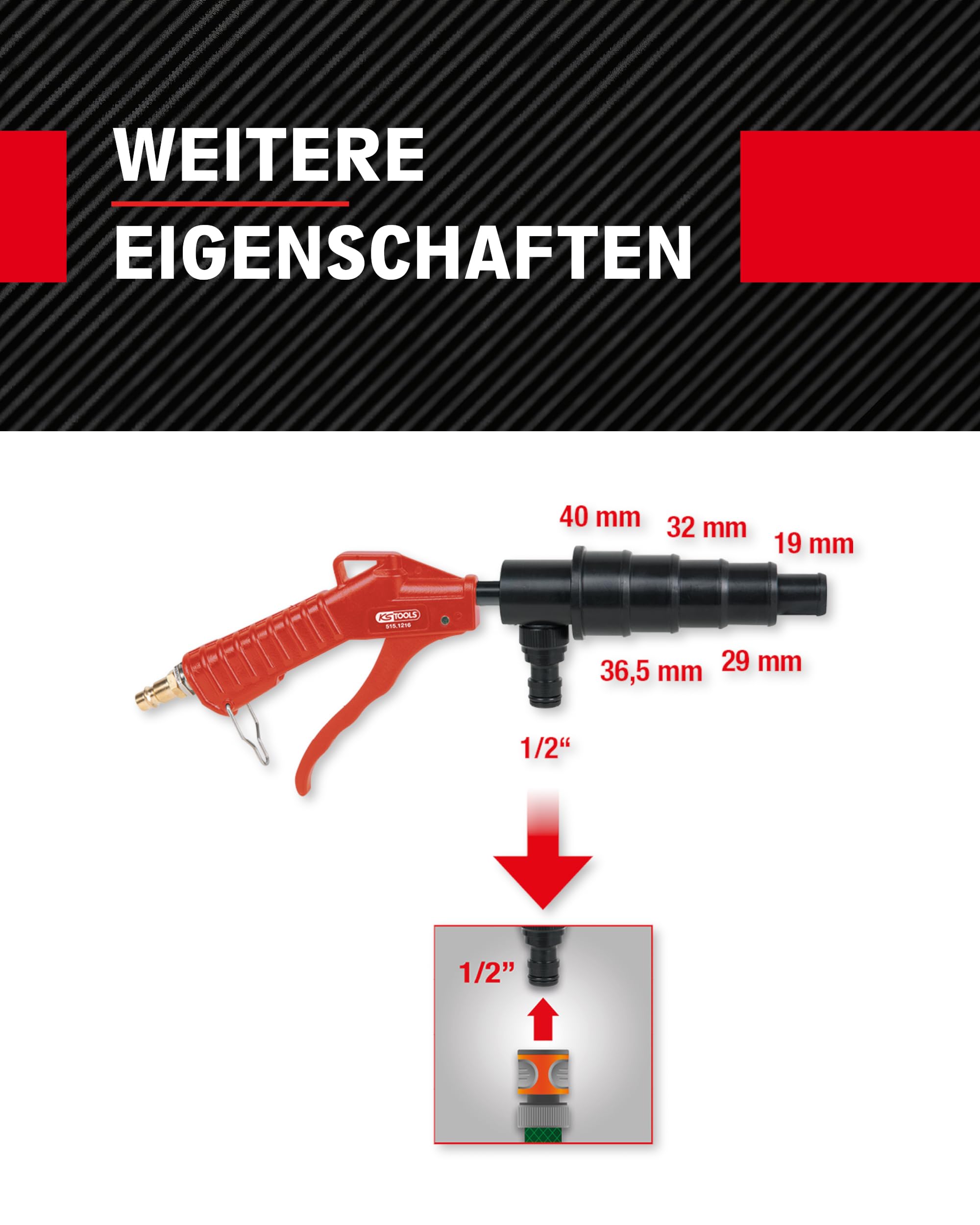KS Tools 515.1216 Pistolet pneumatyczny płuczący do układu chłodzenia