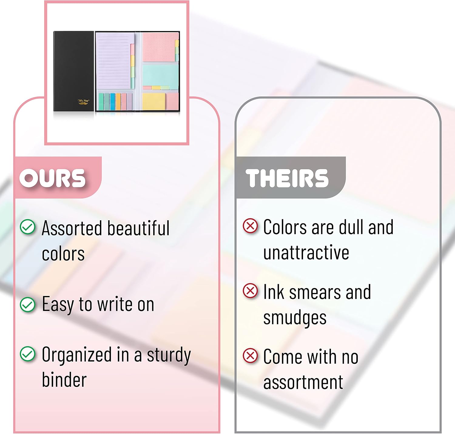 Mr. Pen- Sticky Notes Set, 410 Pack, Pastel Colors, Sticky Notes Tabs, Divider Sticky Notes, School Supplies, Office Supplies, Planner Sticky Note Dividers Tabs, Book Notes