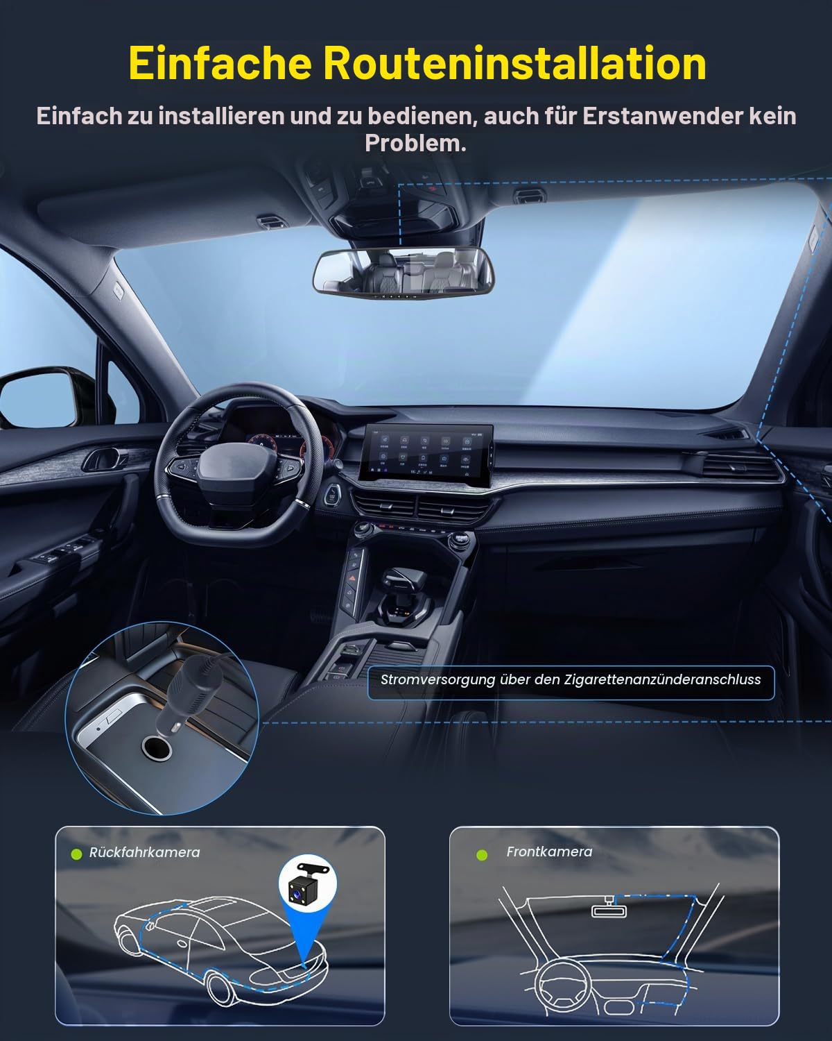 NHOPEEW 1080P Spiegel-Dashcam mit 4,5-Zoll-Bildschirm – Front- und Rückfahrkameras unterstützen Loop-Aufzeichnung, Rückfahrlinien-Belichtungssteuerung, Nachtsicht-Dashcam, Plug-and-Play