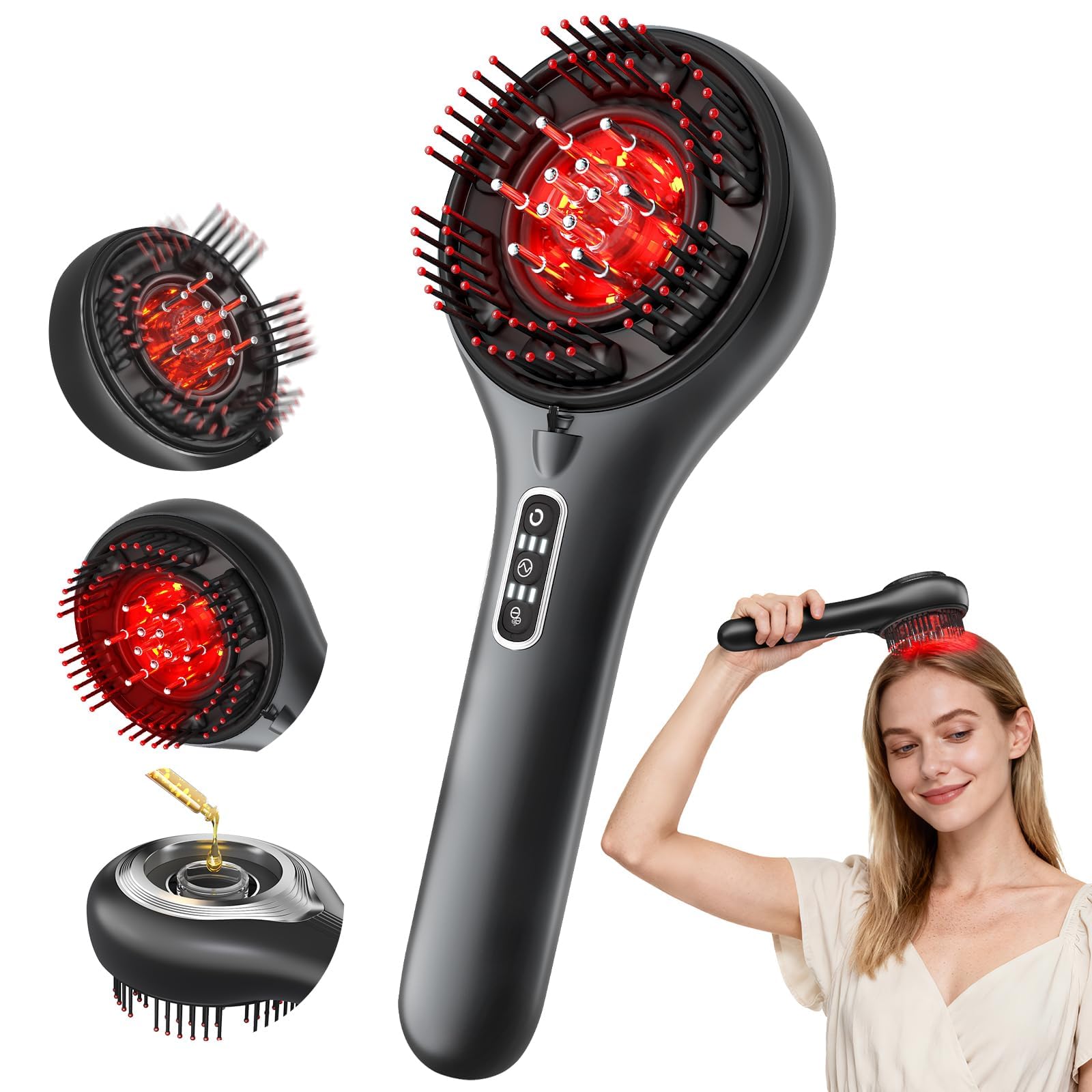 Red Light Hair Brush Scalp Massager, Portable Scalp Massager for Men Women