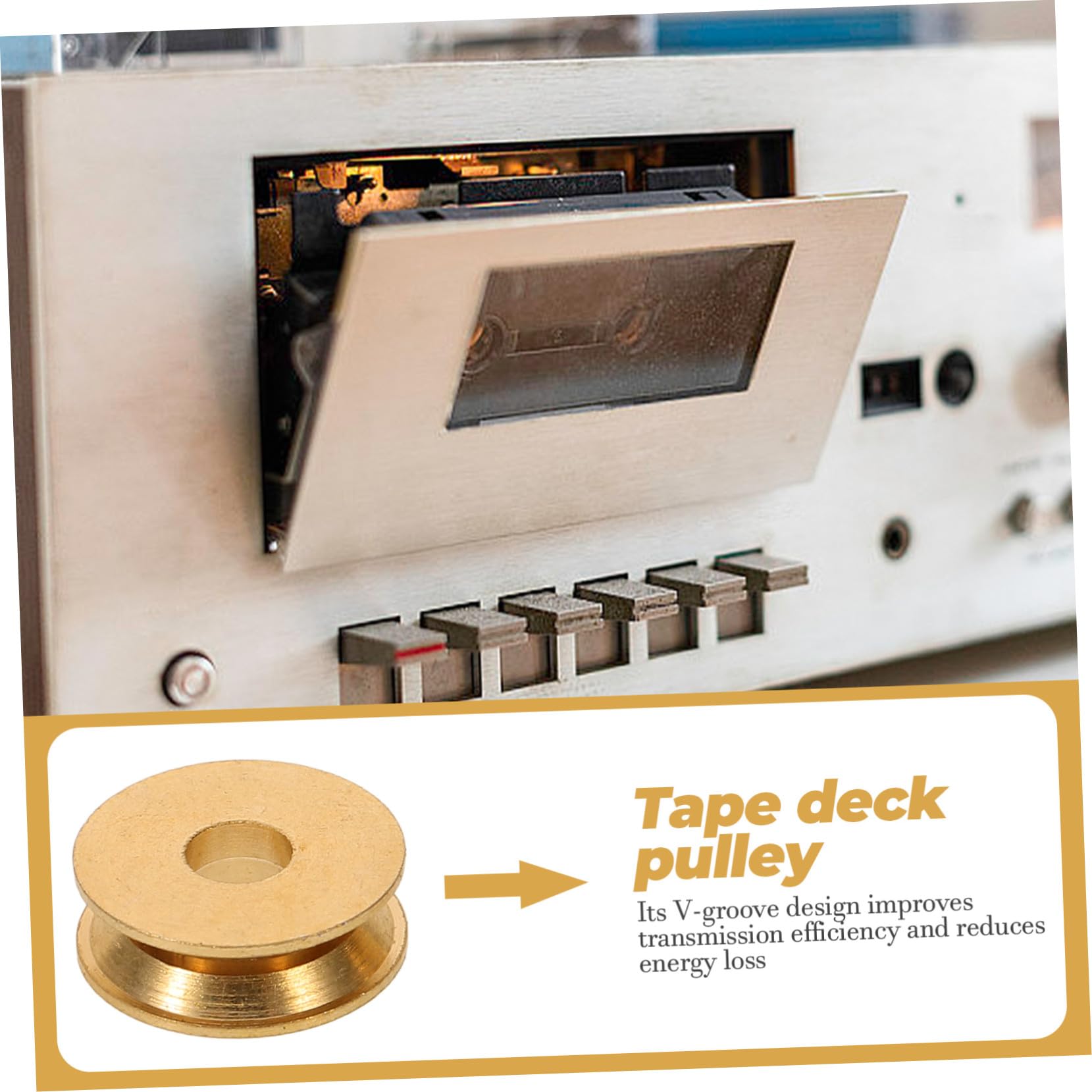 DOITOOL 10 Stück Riemenscheibe der Aufnahmemaschine aus Kunststoff in Gold zum Ersetzen und Reparieren Geräusche und Vibrationen Passend für Motorantriebsräder
