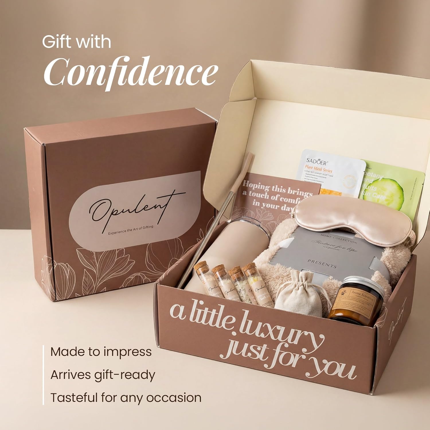 Opulent Luxury Self Care Gifts for Women - Hug in a Box Comfort Care Package - Spa Gift Set with 40 oz Tumbler & Cozy Blanket - Ideal for Get Well, Thinking of You, Birthday, Sympathy & Corporate