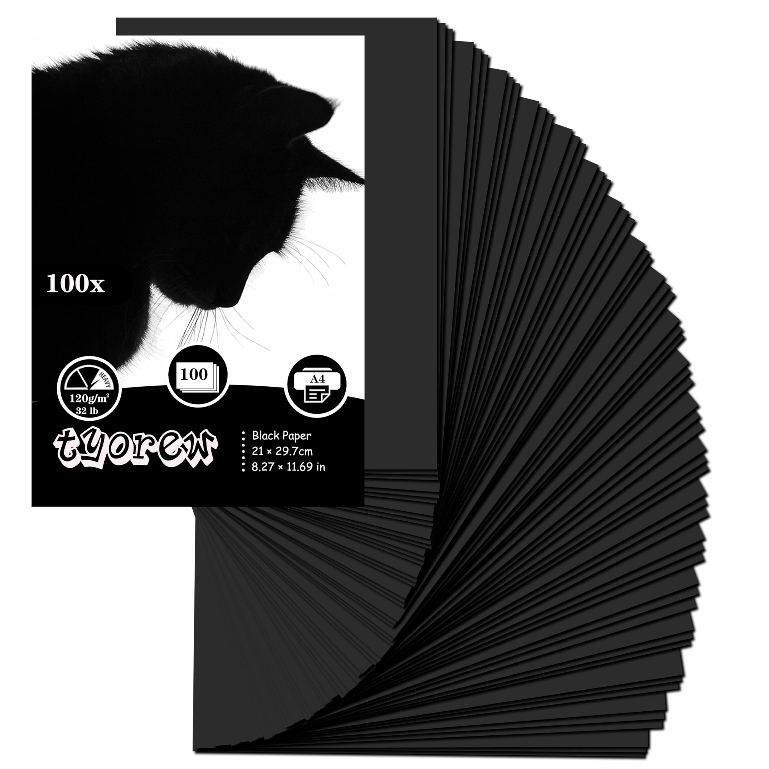 Papier cartonné noir A4 120 g/m² 100 feuilles pour origami scrapbooking