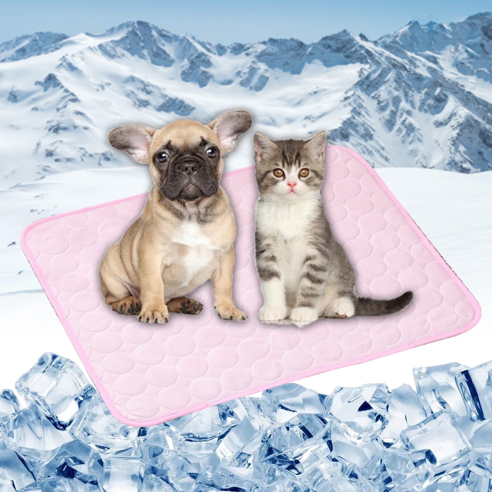 Tapis rafraîchissant pour chien LONGCAO rose 150x100 cm lavable