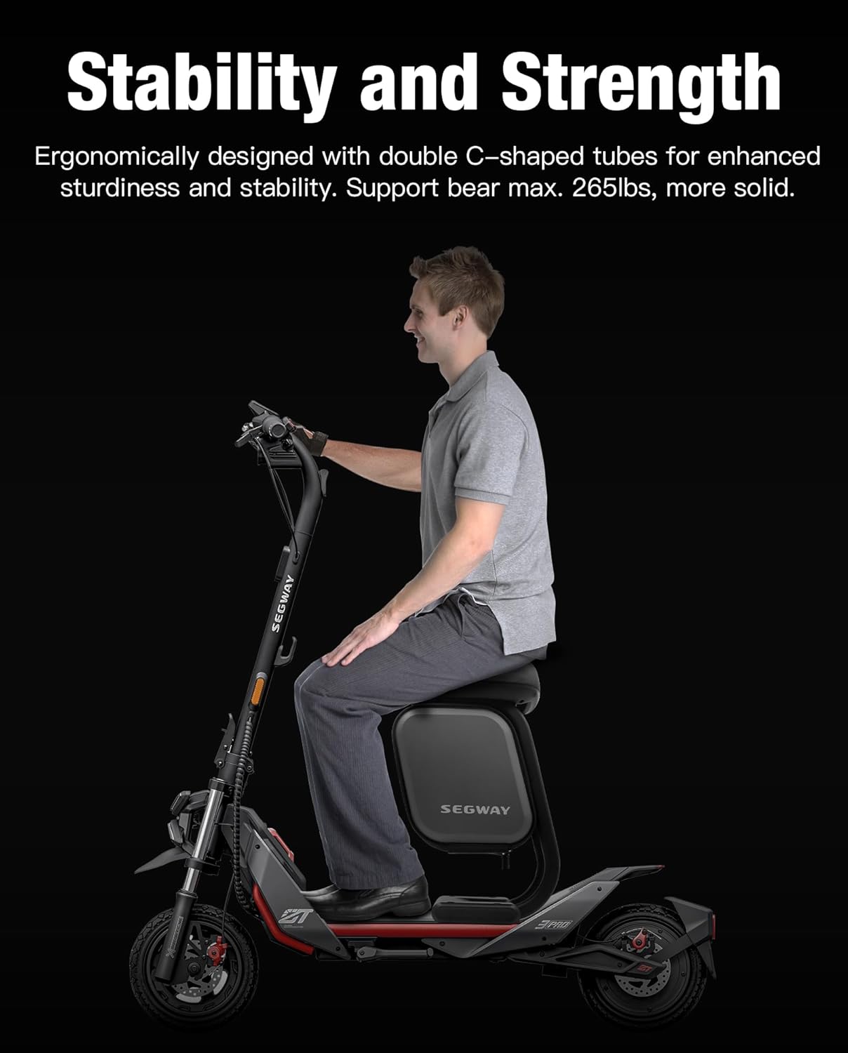 stio Multi-Functional Scooter Seat with 10L Large Storage Space Bag Compatible with Segway Ninebot ZT3 Pro Kickscooter, Thickened Soft Seat Cushion ZT3 Seat & Bag Attachment Original Parts