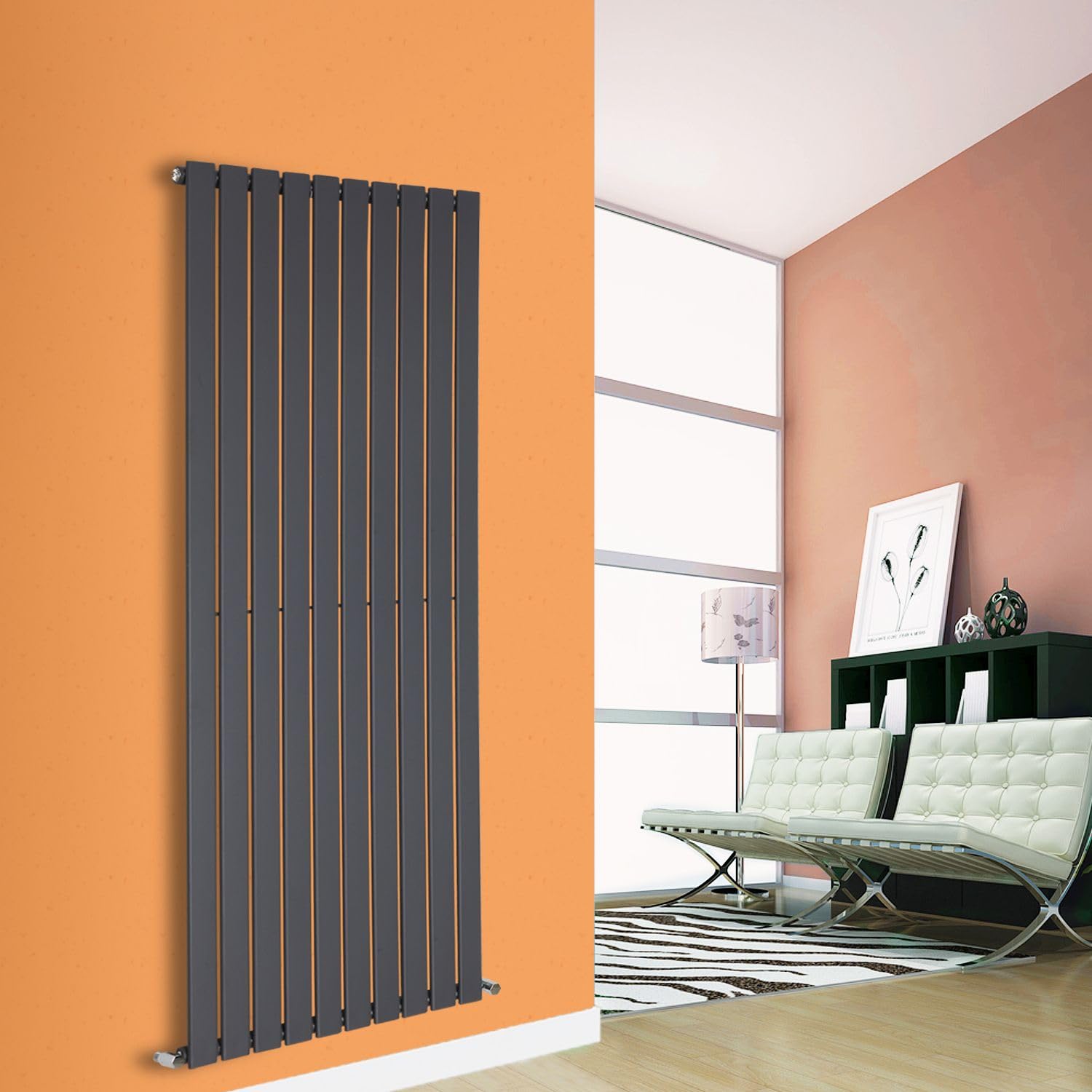 Designer Flat Panel Radiator Horizontal Vertical Modern Central Heating Rads (Single - 1600 x 604mm, Anthracite)