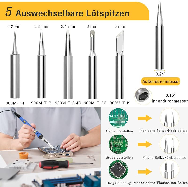 Wiecok 60W Forrasztópáka Készlet Állítható Hőmérséklettel 220-480°C, Be/Ki Kapcsolóval, 5 Cserélhető Heggyel, Elektronikai Javításokhoz