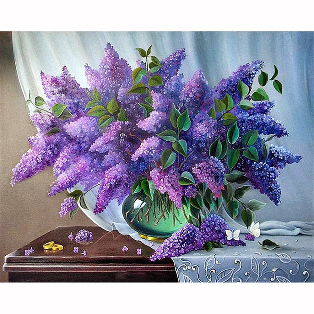 Zariocy 5D Diamond Painting Kits Bouquet Viola, DIY Dipingere Con Diamante ArteFiori Cristallo Diamante Ricamo Pitture Artigianali Per Casa Ufficio Parete Decorazione 30x40 cm