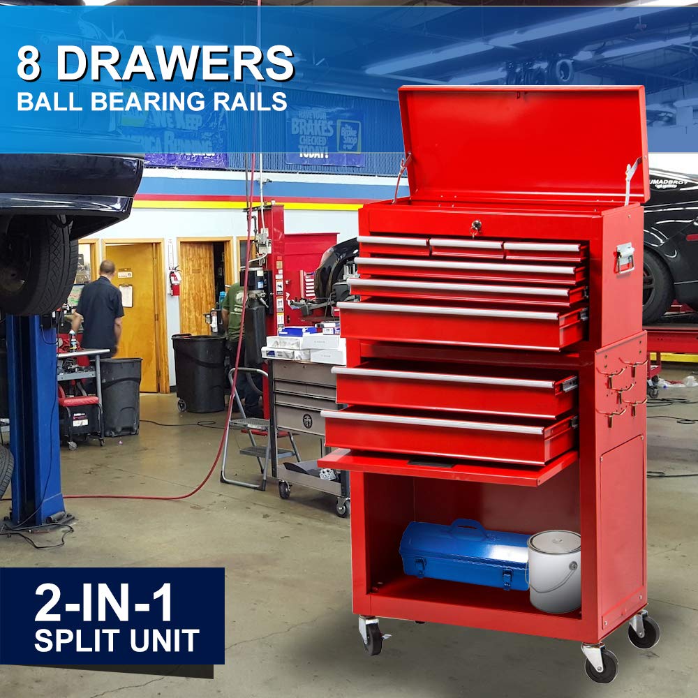 Nee 8Drawer Tool Chest Tool Box, Rolling Tool Chest with 4 Wheels,rage