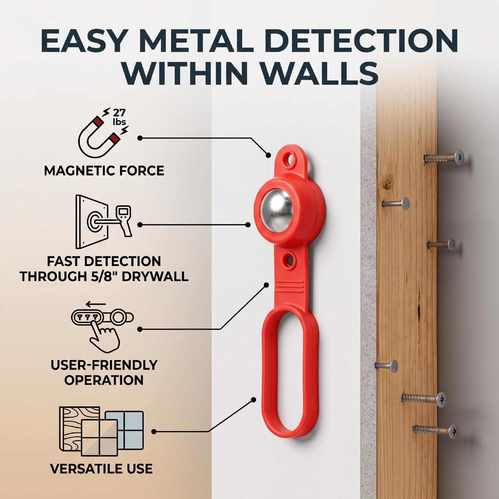 Fafeicy Buscador de Vigas Magnético Fafeicy, Detector de Metales de Pared