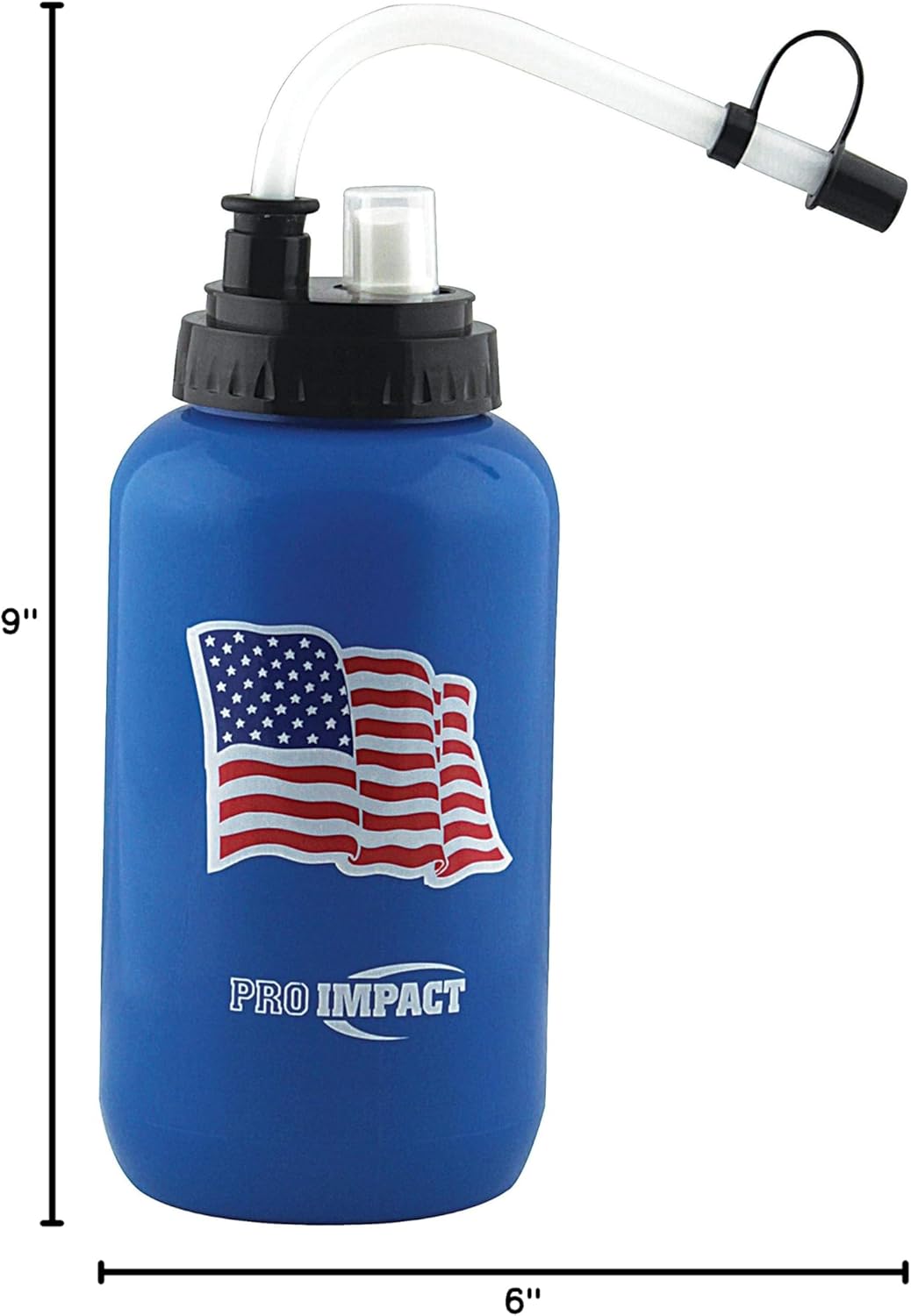 Pro Impact Squeezable Water Bottle Bendable Long Straw Spray cap - LDPE BPA Free Plastic - Hydration for Baseball Hockey Gym MMA Yoga Boxing Cycling Softball Football Lacrosse (35.5 Oz.)