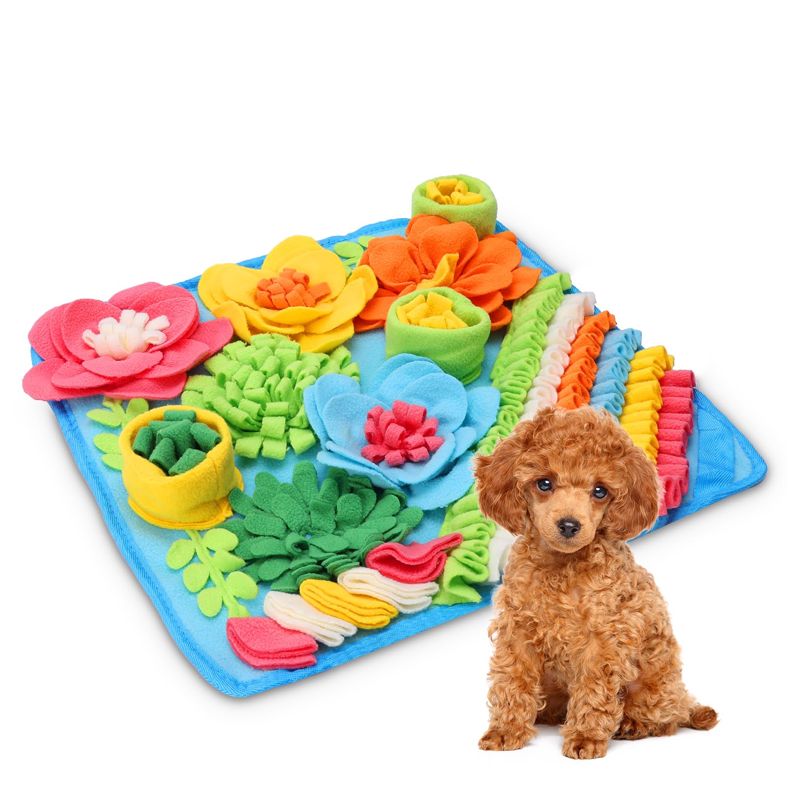 Ankilo Snuffle Mat for Dogs, Pet Treats Feeding Mat, Interactive Foraging Puzzle Blanket with Anti-Slip Botton, 15.4 x 15.4 in, Felt Wool Dog Feeding Mats for Slow Feed, Relieve Anxiety
