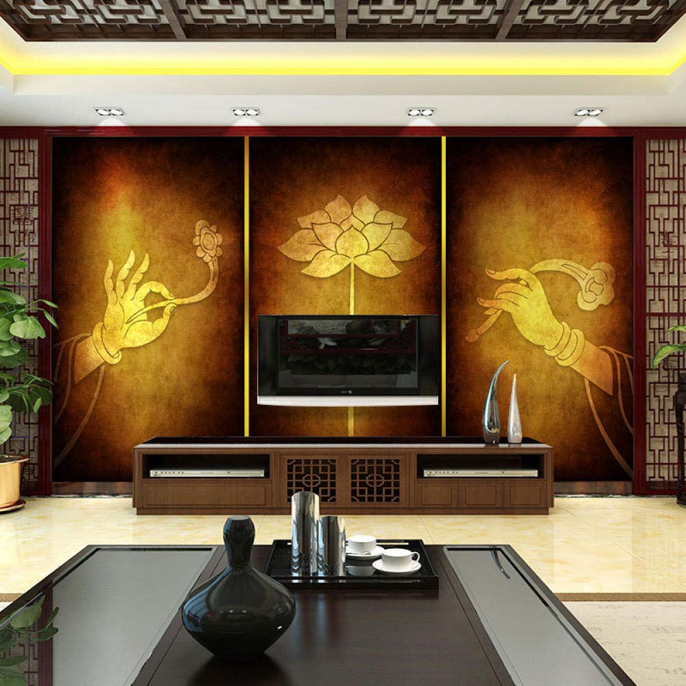 Bergamot Lotus Wallpaper Thailand Thai Beauty Salon Buddhist Temple Mural Southeast Asian Style Decoration Buddha Zen Wallpap 3d wallpaper paste living room the wall for bedroom Mural-200cm×140cm
