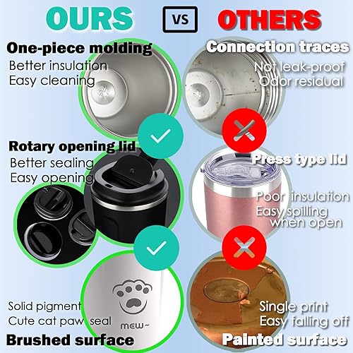 Miniatura 6 de Taza de café de viaje a prueba de fugas, taza de café reutilizable con tapa, taza de café aislada con cepillo, vaso de acero inoxidable al vacío,