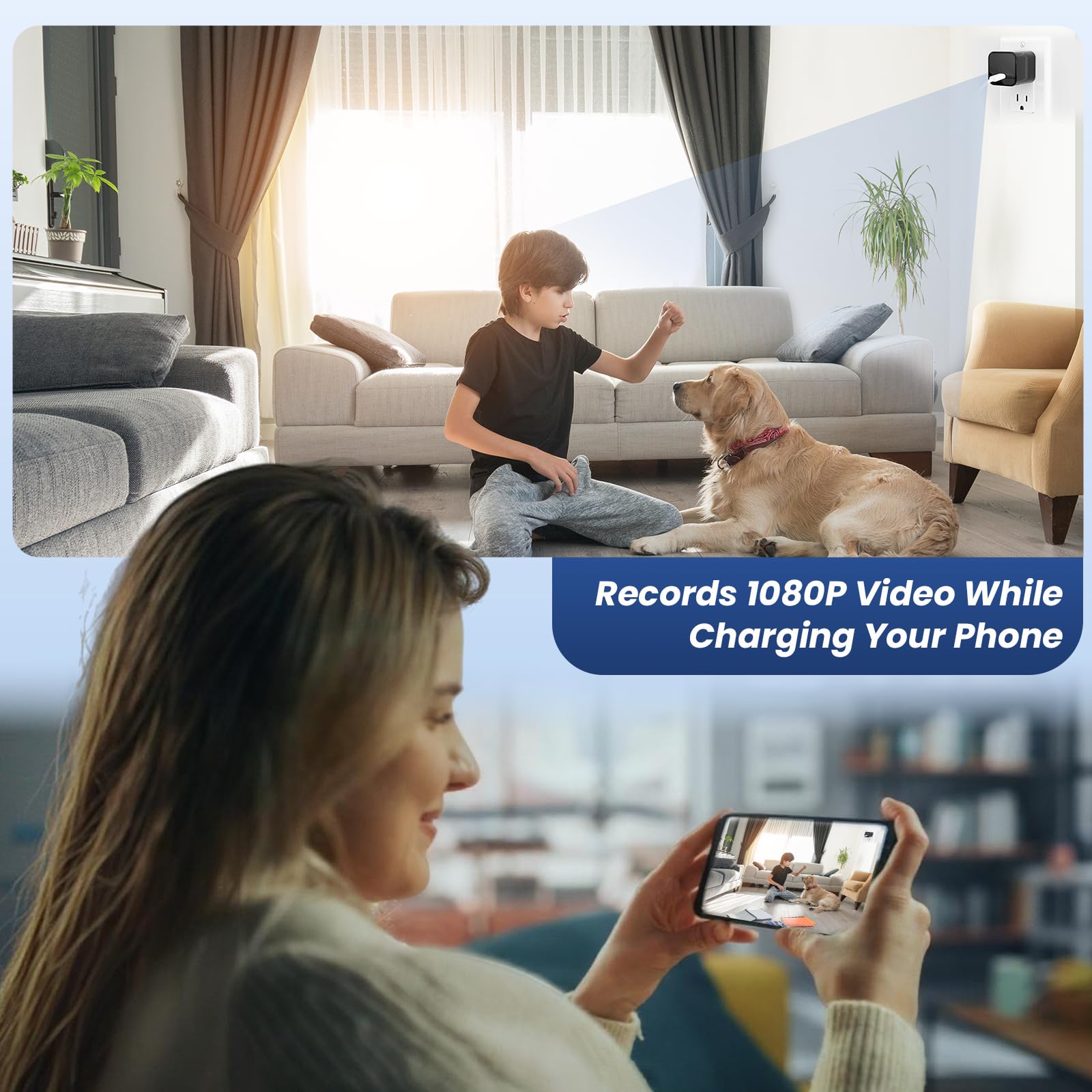 Cámara oculta 1080P WiFi cargador USB cámara espía cámara – Cámara de niñera con visión nocturna y detección de movimiento, cámara de seguridad inalámbrica pequeña interior para el hogar/bebé