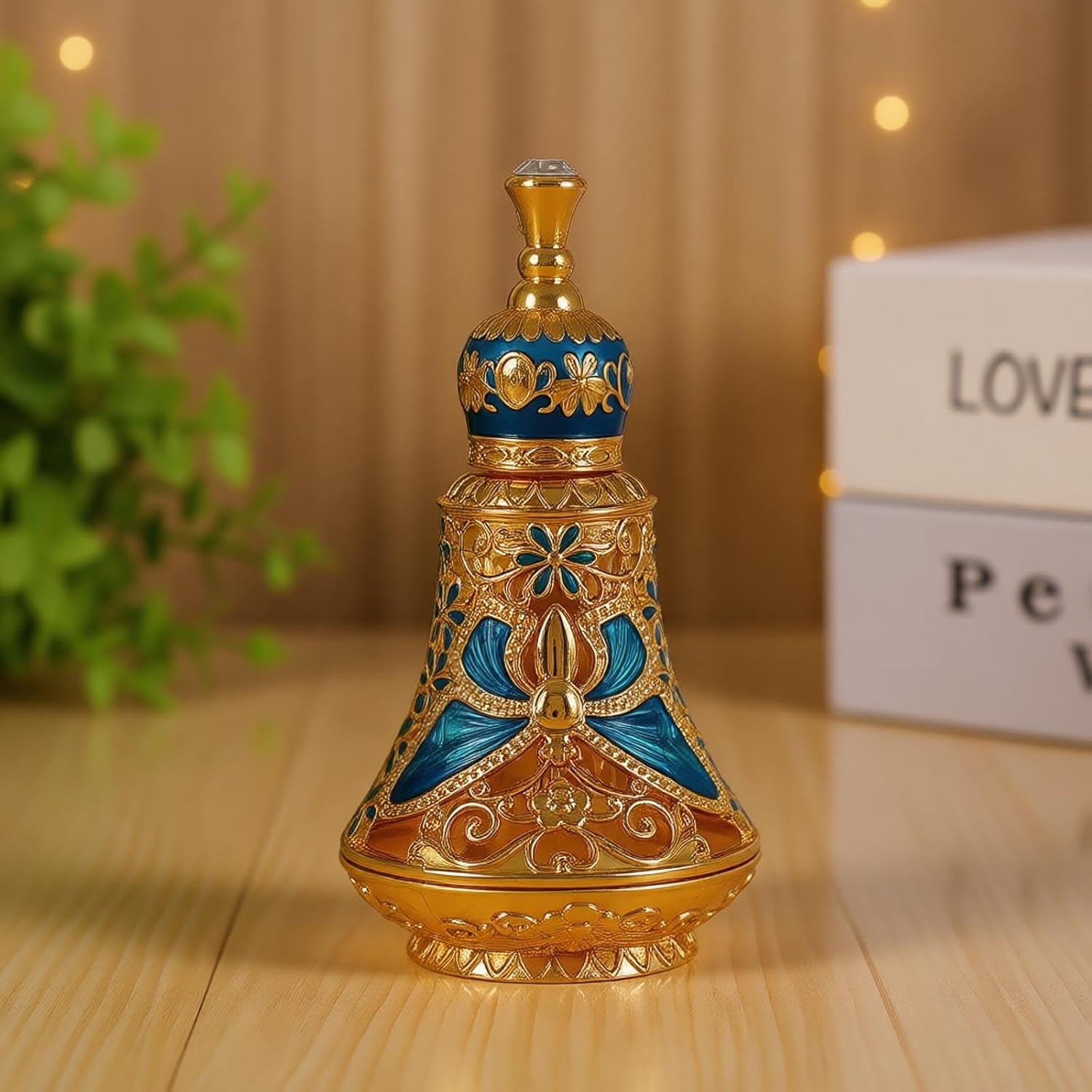 Arabic Patterns Scent Bottle, Middle Eastern Alloys Stylish Perfume Bottle, Small Sized Portable Container for Home Travel Carrying
