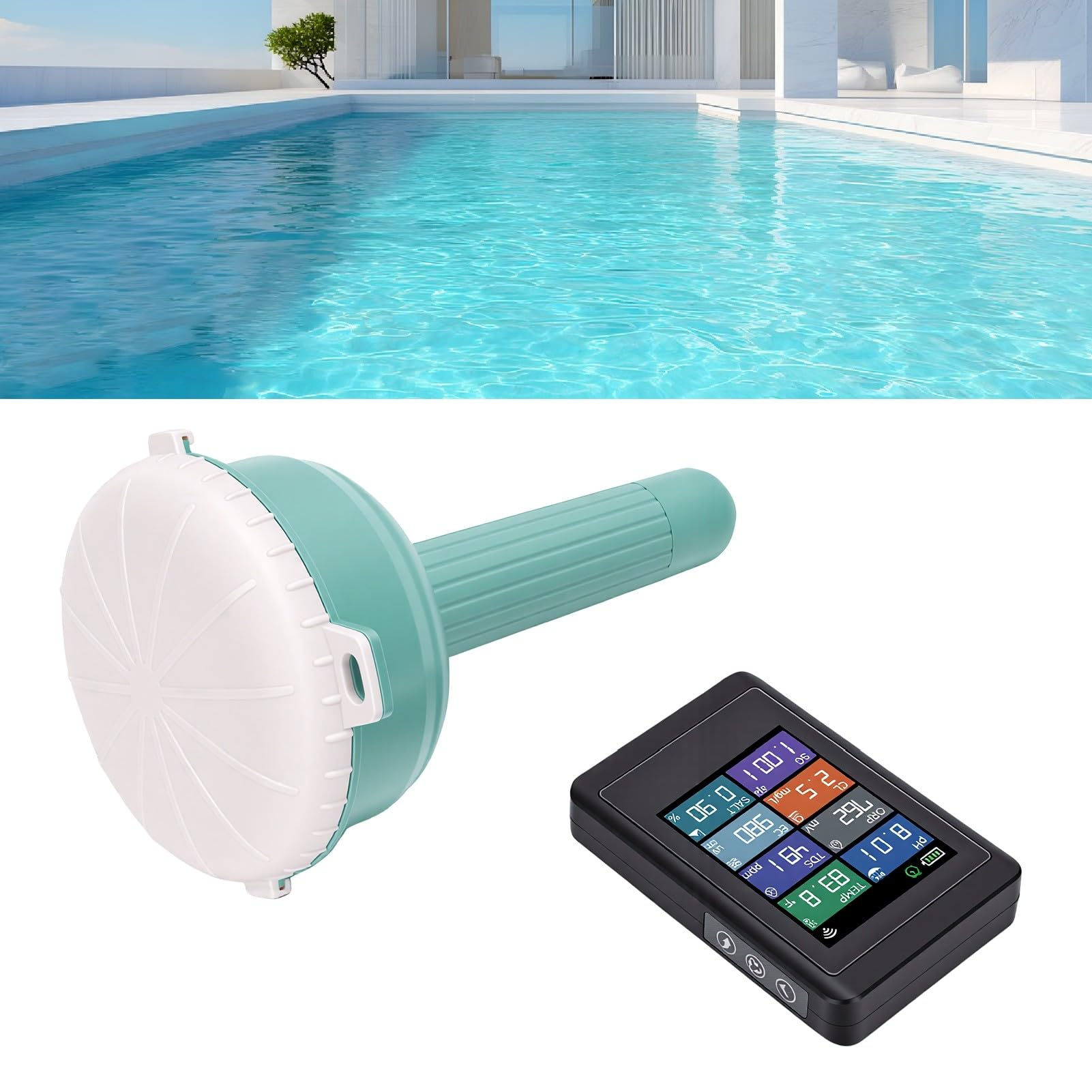 Monitor de Agua de Piscina 8 Métricas Sensor Flotante WiFi Lora