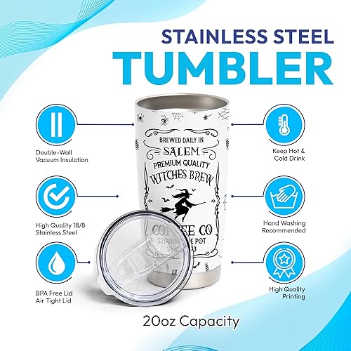 Miniatura 5 de Hyturtle Vaso de bruja personalizado de 20 onzas y 30 onzas con tapa, regalo para mujeres, amigas, brujas, Navidad, cumpleaños, Halloween