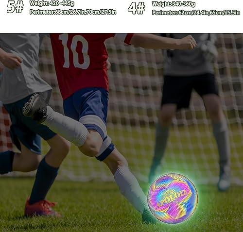 Miniatura 5 de Holographic Reflective Soccer Ball Glow in The Dark,Light up Soccer Ball for Night Training (with Pump)