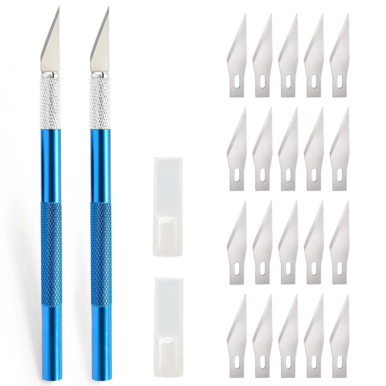 Ehdis 2 escalpelo manualidades, cutter profesional con 20 cuchillas, Cuchilo de tallar Manualidades Cuchillo para trabajos artesanales Cúter con Hobby, azul