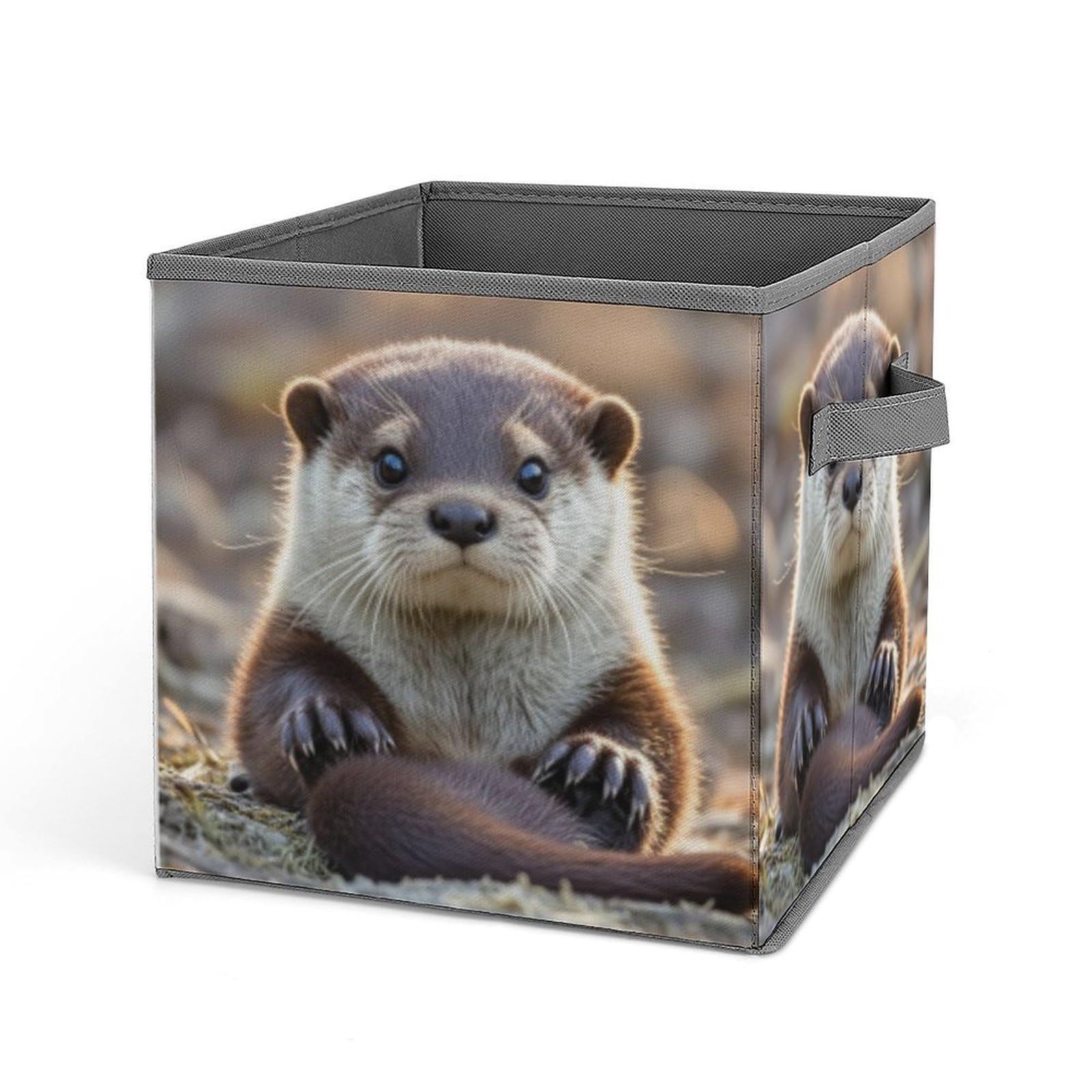 VstaDank Cute Otter Storage Bin Collapsible Storage Cubes Organizer Oxford Cloth Storage Box with Dual Handles Large Stackable Closet Storage Bins for Sheets Hat Sweater