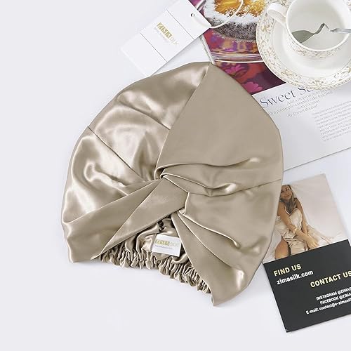 Miniatura 77 de ZIMASILK - Gorro para dormir de 100% seda morera de 0.18 libras para el cuidado del cabello, capota de seda con elástico para la cabeza (1 unidad,