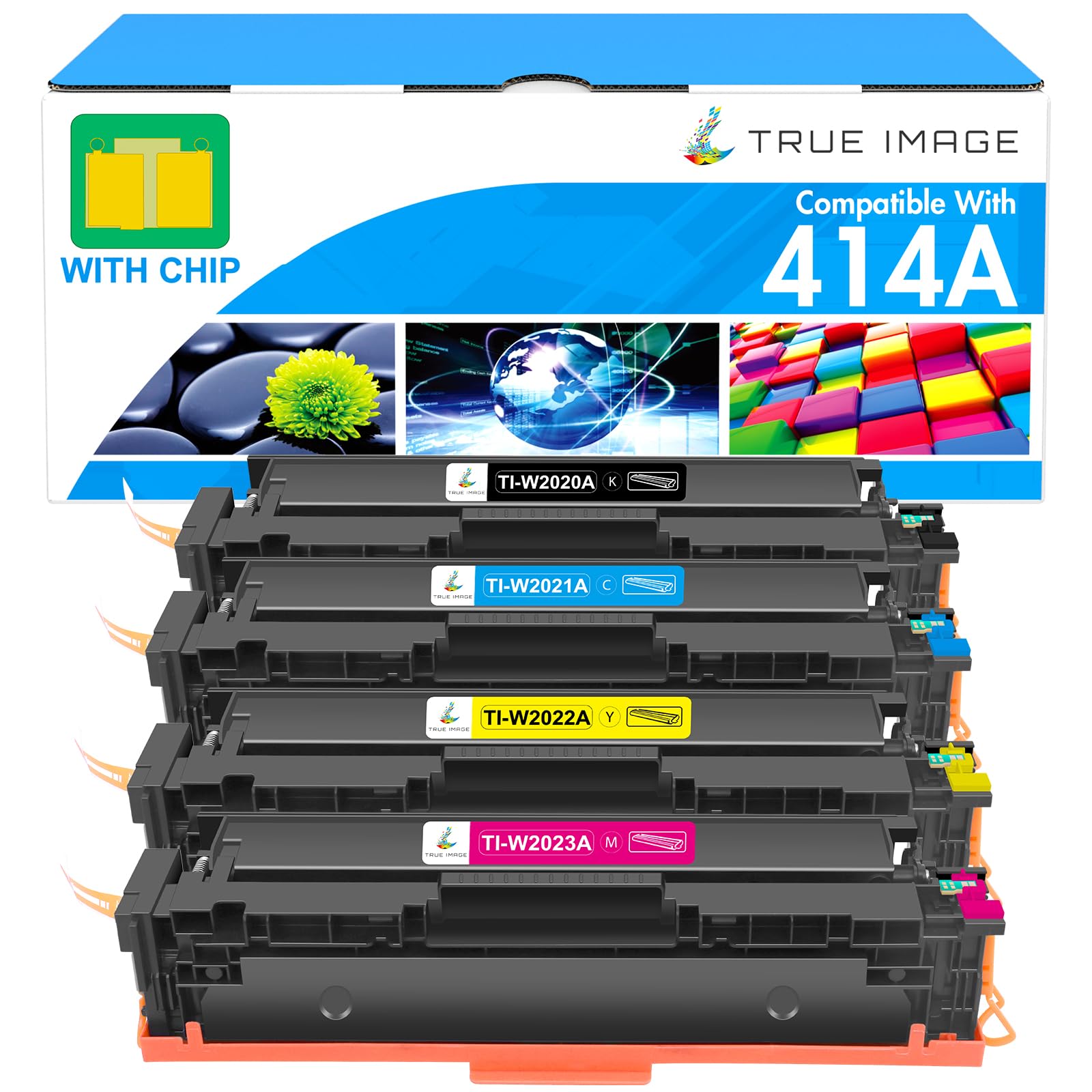 414A Toner Cartridges 4 Pack: MFP M479fdw M454dw Compatible for HP414A 414X 414 M479fdn M454dn Color Laserjet Pro M479fdw M455dn M479 M454 Printer Ink High Yield with Chip Black Cyan Yellow Magenta