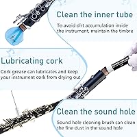 Vista 5 de Boao - Kit de limpieza de clarinete de 23 piezas, set de accesorios todo en uno con hisopo, cajas de cañas, grasa de corcho y reposapulgares, kit
