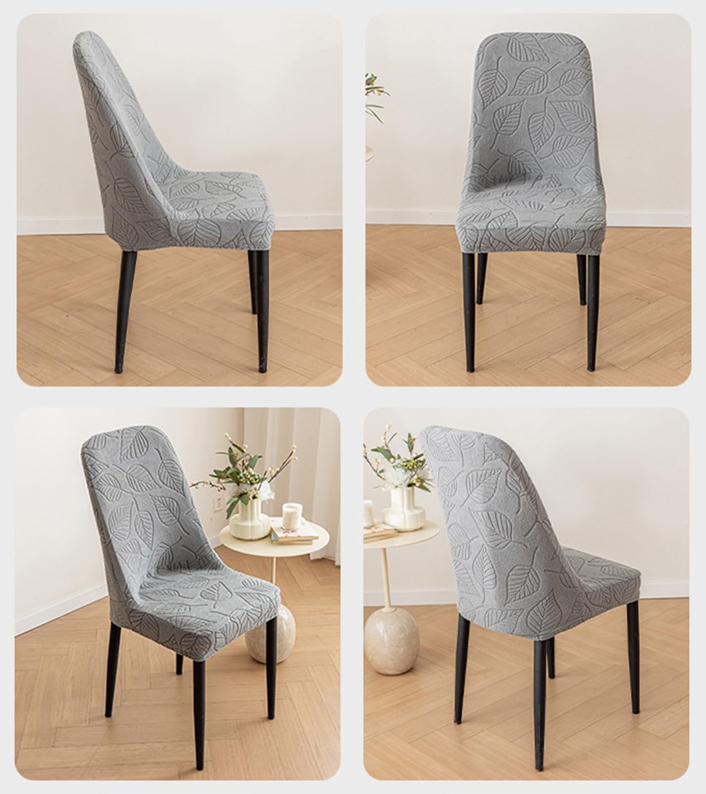 Coprisedia elastici moderni per sala da pranzo, confezione da 1/2/4/6 fodere con schienale curvo, per banchetti, soggiorno, camera da letto, tutte le stagioni (pietra blu, 1 set)