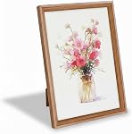 5x5 Cadre de l'image, couleur noyer MDF Cadre photo en bois avec affichage avant, table ou mur en plexiglas