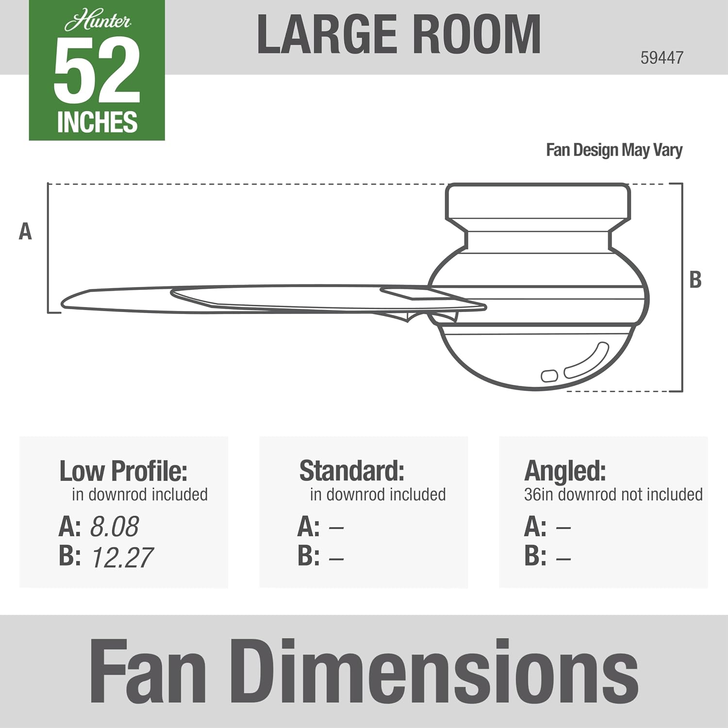 Hunter 52 inch Indoor Ceiling Fan with LED Light and Remote Control - Bronze Modern Ceiling Fan, Low Profile Mount, 4 Blades, For Bedroom, Living Room, or Kitchen, Quiet - Dempsey 59447, Noble Bronze