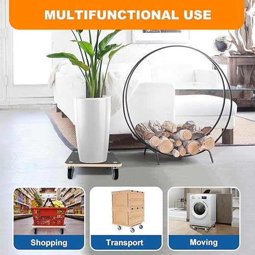 Miniatura 7 de Paquete de 2 plataformas de madera Dolly de 550 libras de capacidad, carrito de muebles con 4 ruedas, piano resistente, carrito móvil pequeño y