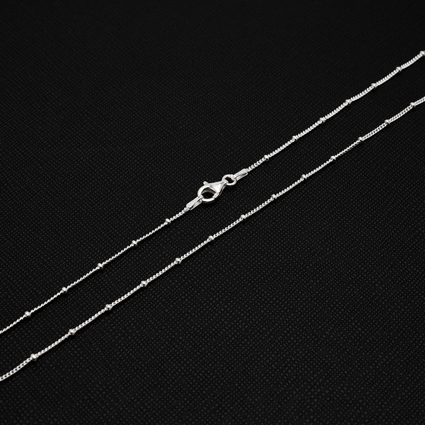 Treasure Bay Women's Silver Chain Beads Necklace | 925 Silver Italian Chain Layered Stacking Necklace Curb Ball Beaded Chain Necklace for Women and Girls 16'' 18'' 19'' 20'' 21'' 22'' 24'' in'