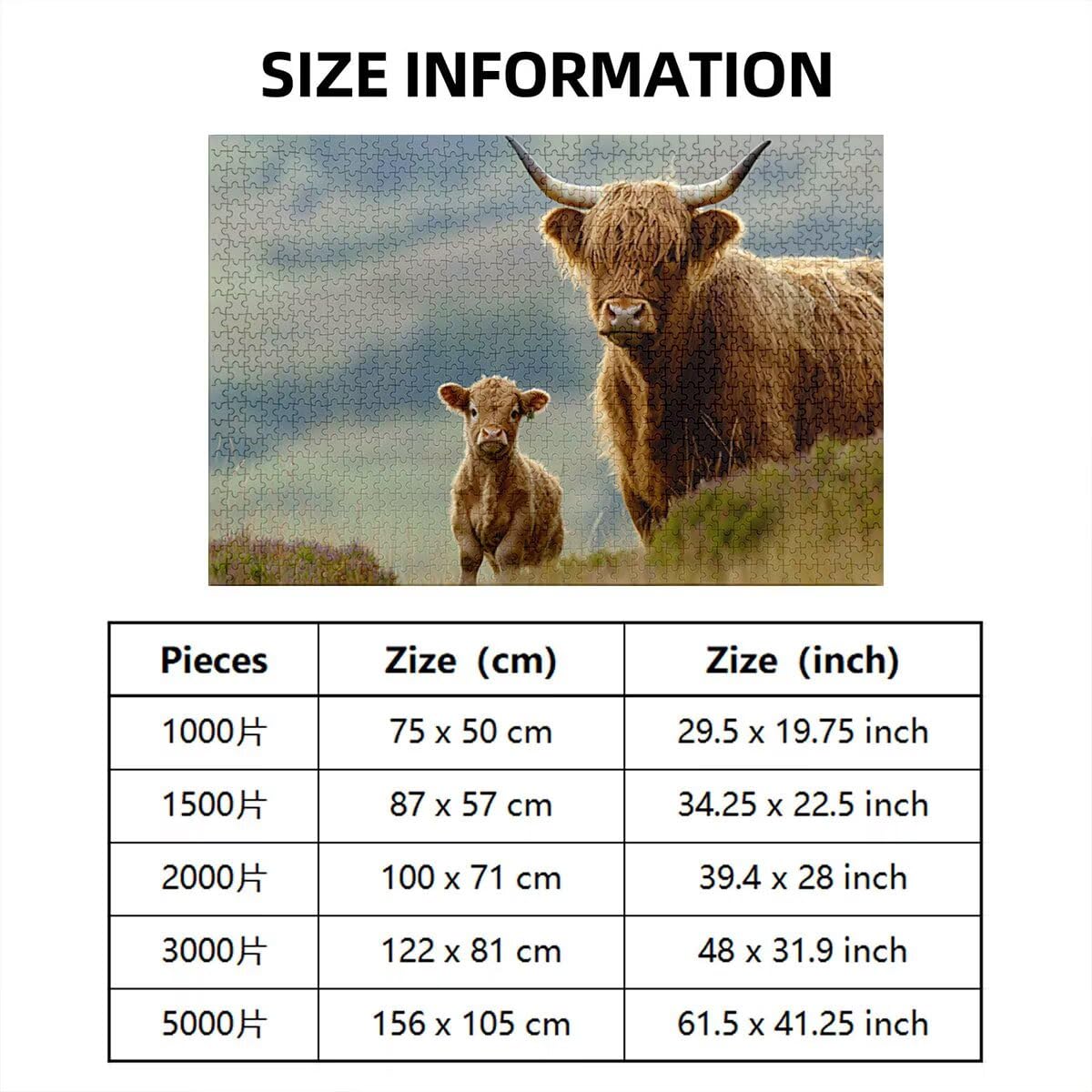 Puzzle 1500 Piezas Adultos, Puzzle 1500 Piezas de Madera, Rompecabezas para Adultos Animal Patrón, Rompecabezas Desafiante para Toda la Familia, Regalos Originales para Mujer, Tema: Highland Cow, D-42