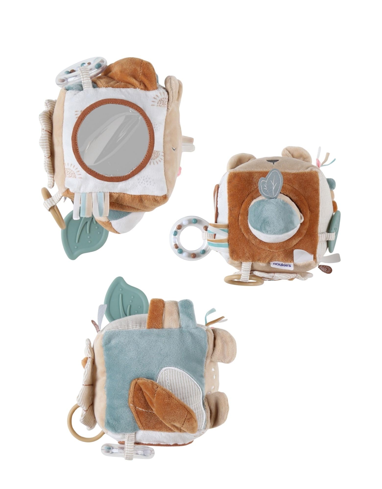 NOUKIE'S - Cube d'activités pour bébé - Jouet d'éveil - Caramel - Babou & Kendi - Cadeau naissance