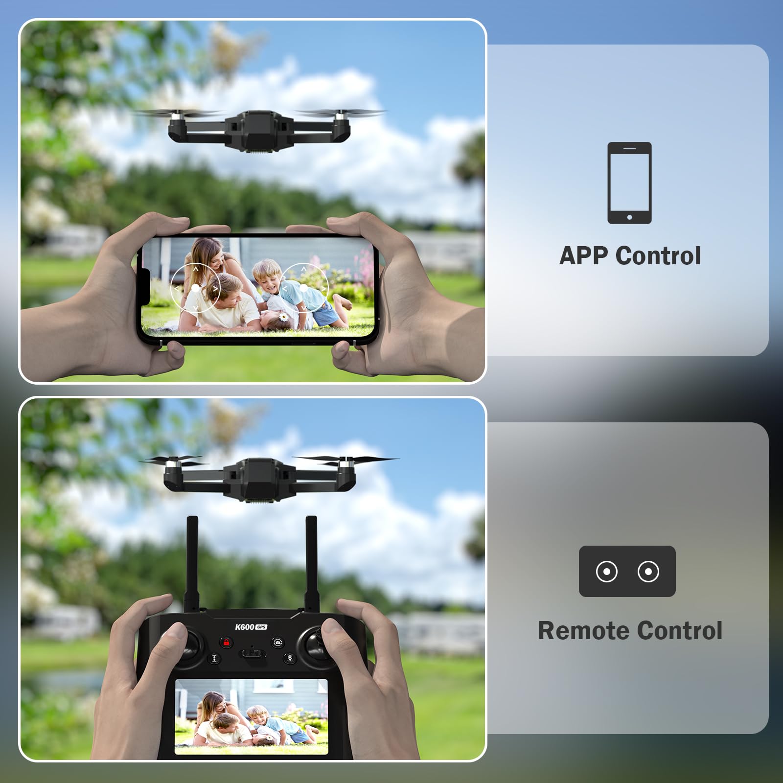 Karuisrc K600 Drone avec 2 Caméras 1080P Brushless