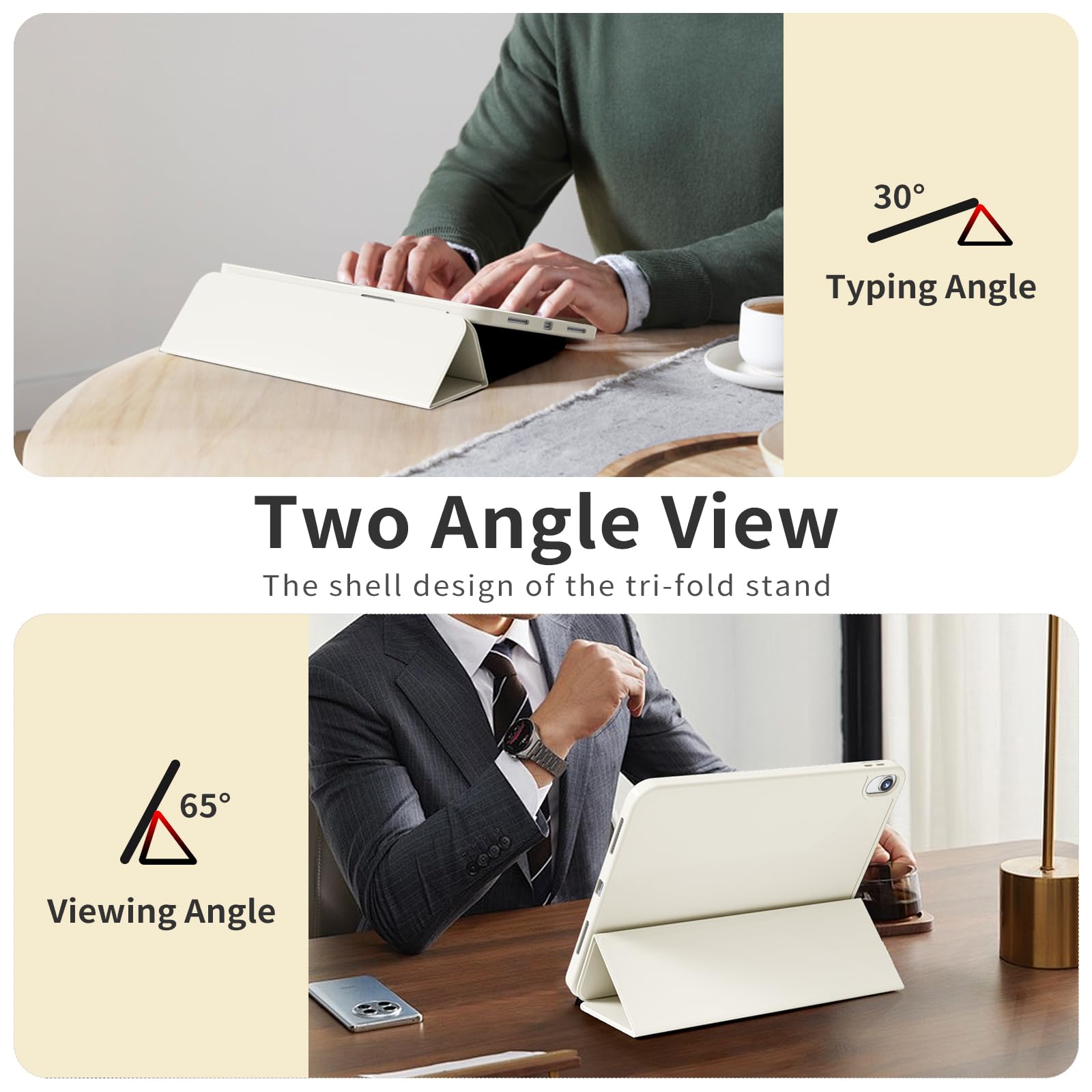 kenke Funda para iPad de 10.9 pulgadas de 10.9 pulgadas 2022, funda delgada con soporte triple y soporte para lápices, cubierta trasera inteligente de TPU suave, apagado y encendido automático, color
