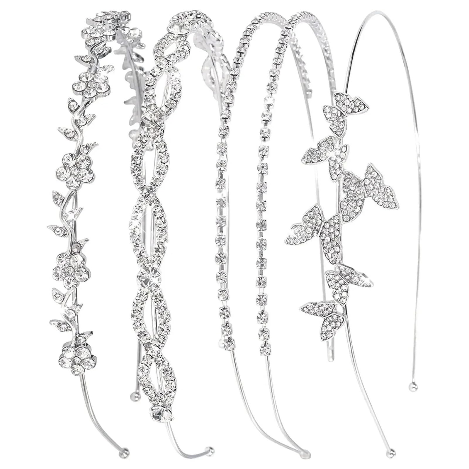 Diademas de metal de doble capa Accesorios for el cabello de novia con perlas diamantes imitación