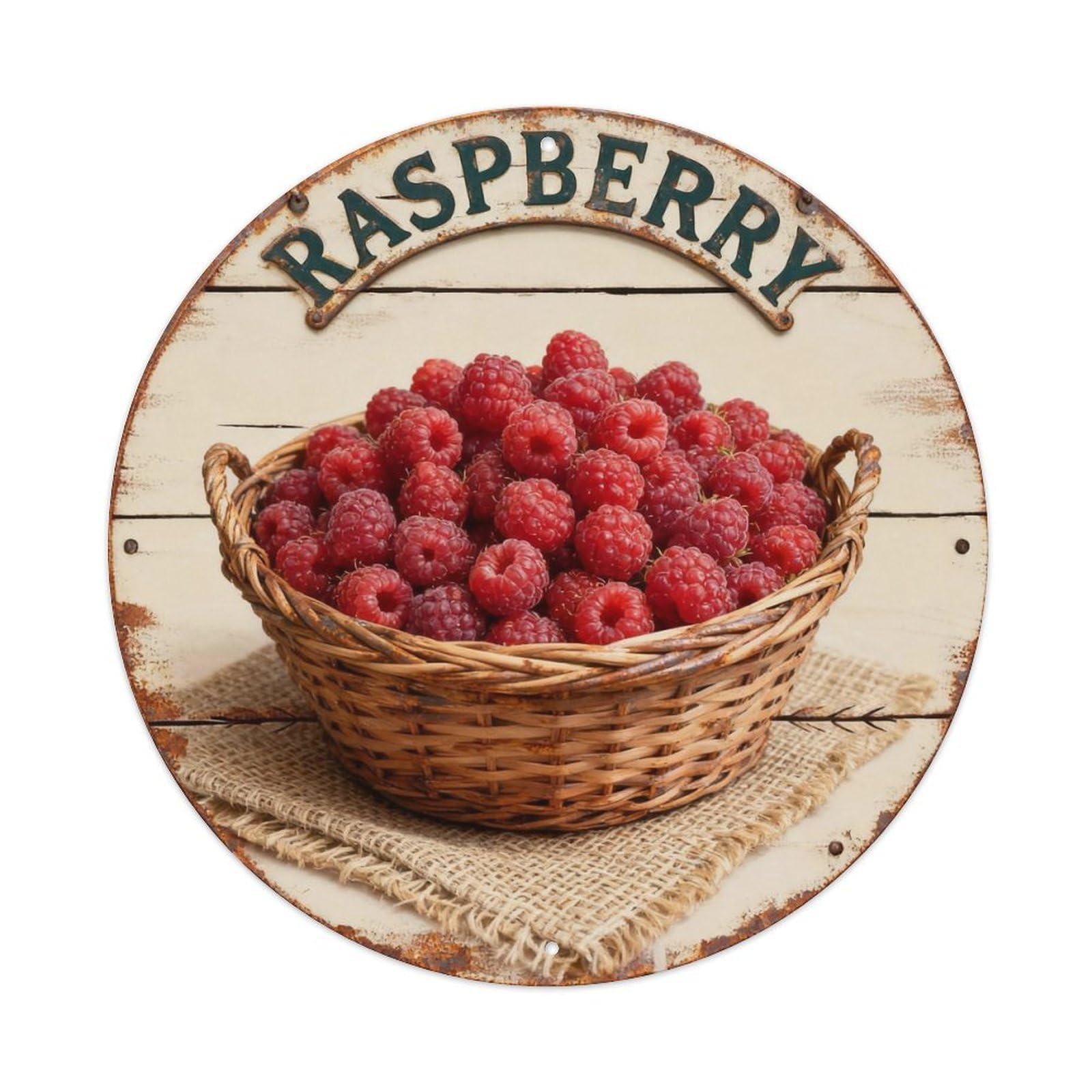 Raspberry Sign Metal Tin Sign Plaque