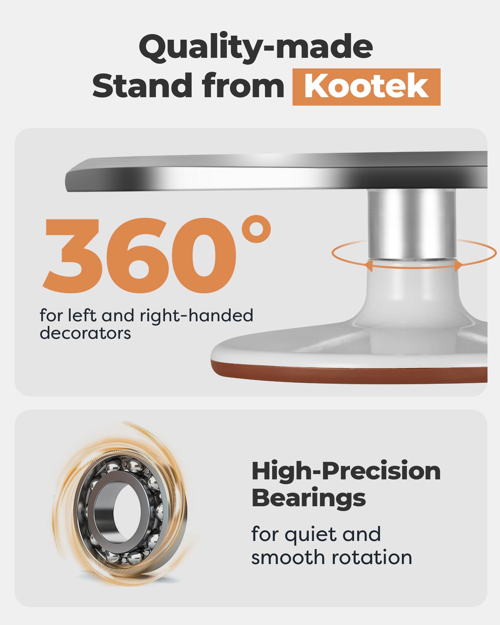 Kootek Aluminium-Kuchenständer, Drehteller für Party, Base Giratoria Para Pastele | Robuste, glatte Drehung, rutschfest, 30,5 cm Kuchen-Spinner zum Dekorieren von Displays, Backzubehör für Anfänger und Profis
