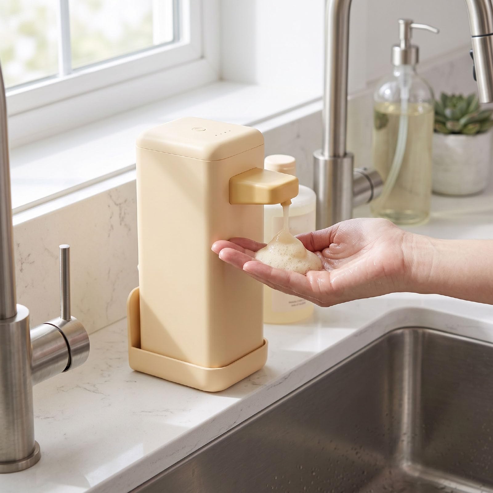 Fafeicy Dispensador de Jabón Portátil, Sensor de Inducción Automático de