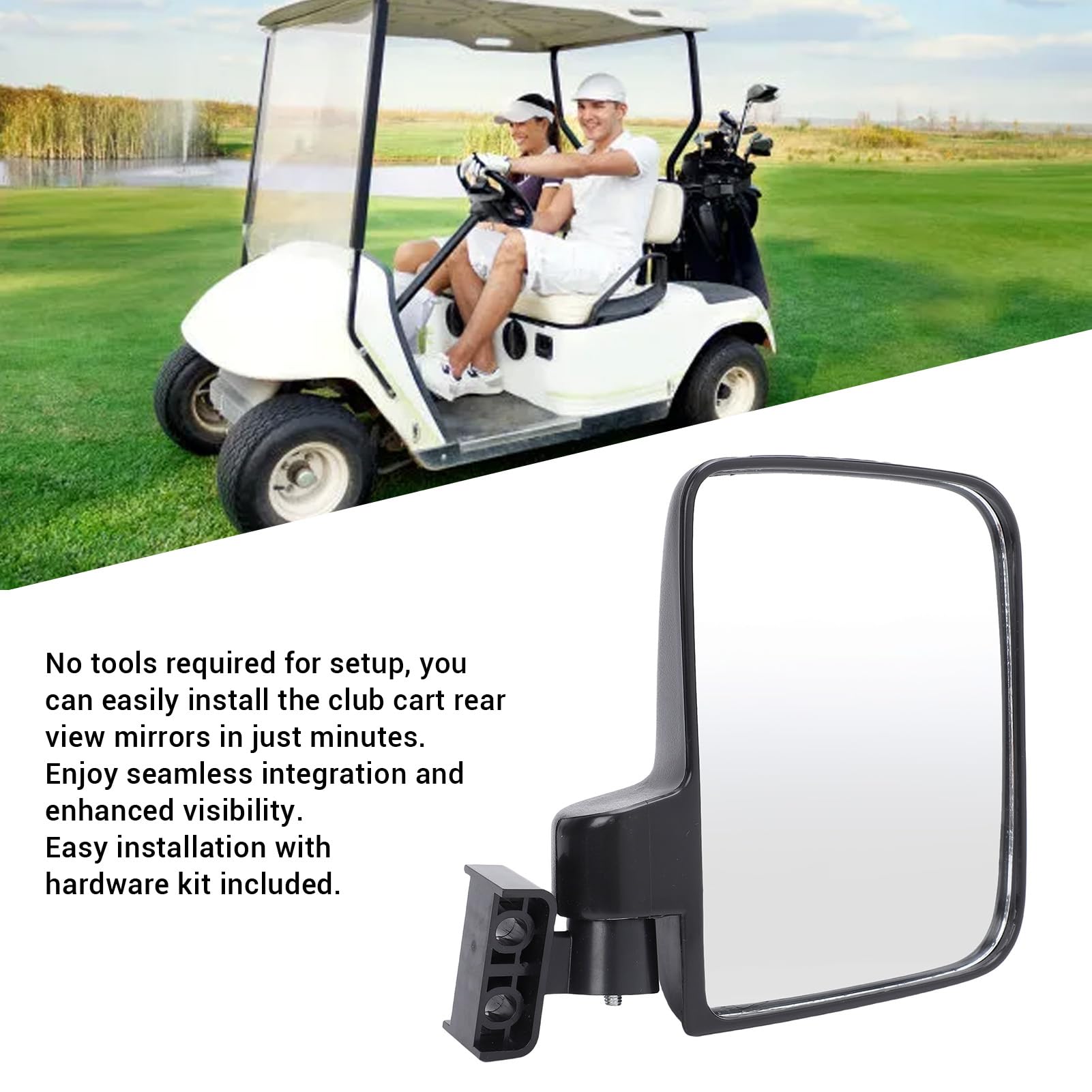 BuyWeek Specchietto Retrovisore Laterale Golf Cart Specchietto, Coppia Universali in Vetro in ABS in PP per Auto Club