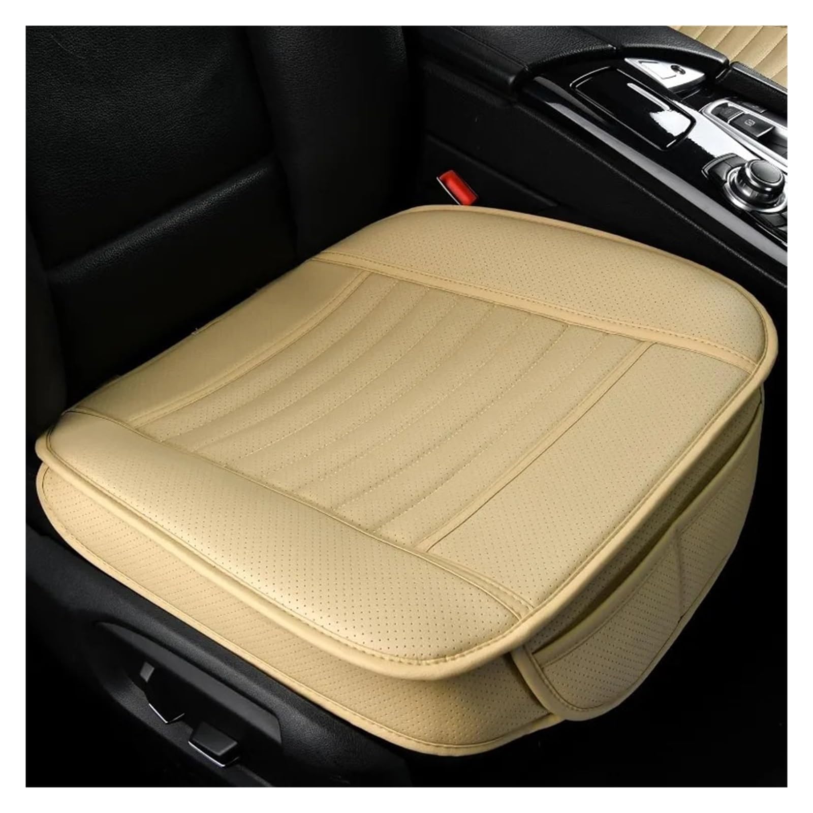EDXNCVVM PU Leather Car Chair Cushion Four Seasons Universal Car Chair Protector For Most Vehicles(Beige front pad 1pc)